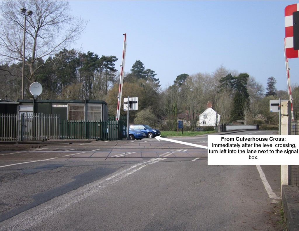 Approaching the St. Fagans level-crossing from Culverhouse Cross, turn left into the lane immediately after the level crossing