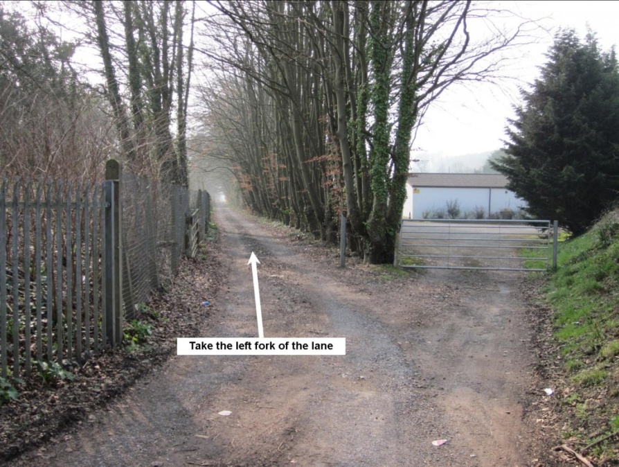 Follow the lane towards the old tennis club then take the left fork